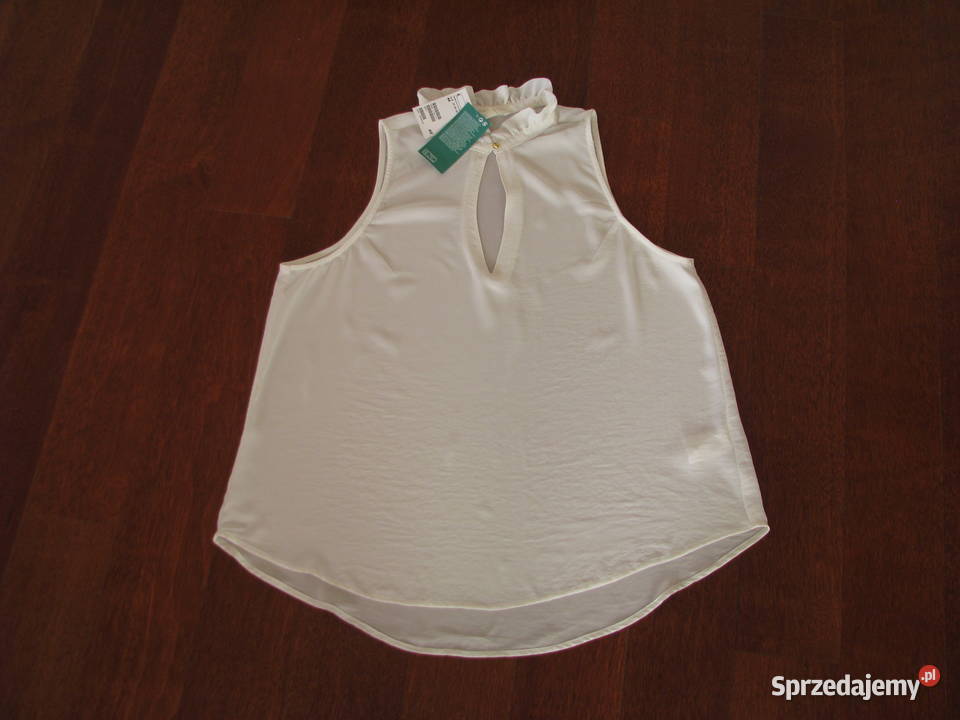 Letnia biała bluzka koszula luźny krój bez bez rękawa Brzegi