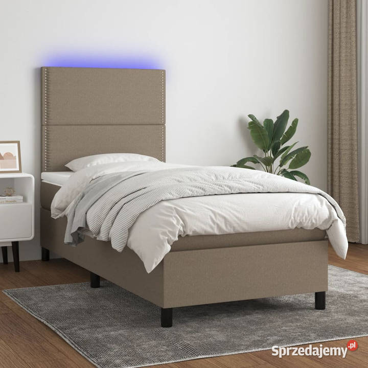 Łóżko kontynentalne z materacem taupe tkanina 128cm