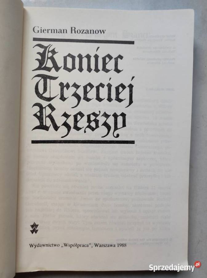 Koniec Trzeciej Rzeszy Gierman Rozanow Koniec miękka Kielce