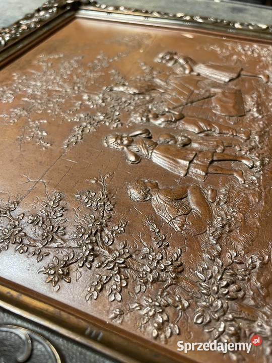 Miedziana stara płaskorzeźba relief Rzeszów