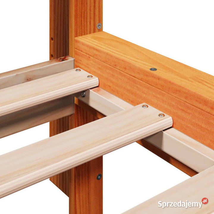 Łóżko z regałem bez materaca woskowy brąz sosna 132cm