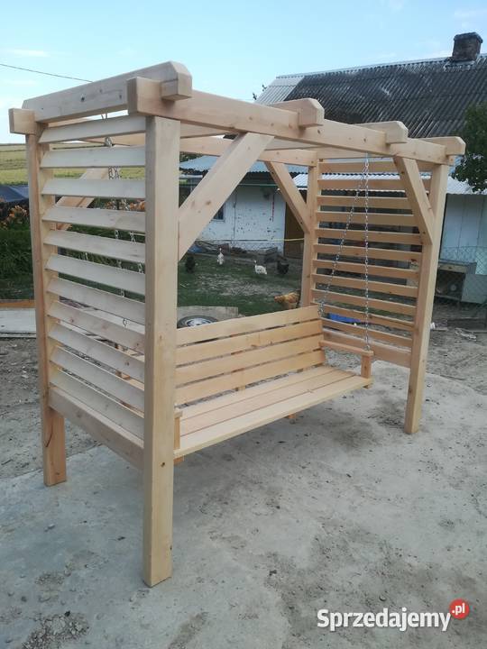 Huśtawka drewniana ogrodowa ozdobna drewno lubelskie Tyszowce