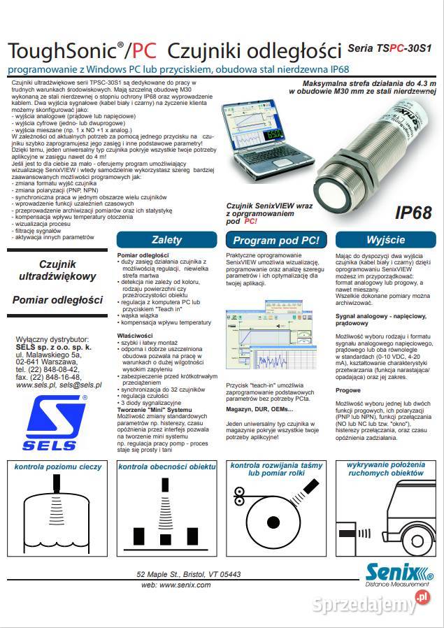 Czujnik ultradźwiękowy TSPC30S1485 SENIX Włoszczowa