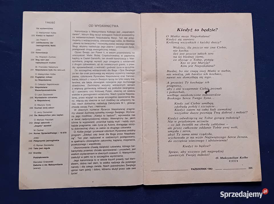 Rycerz Niepokalanej 10 316 październik 1982 r Antykwariat