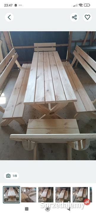 Stół ogrodowy z ławkami Mokrelipie