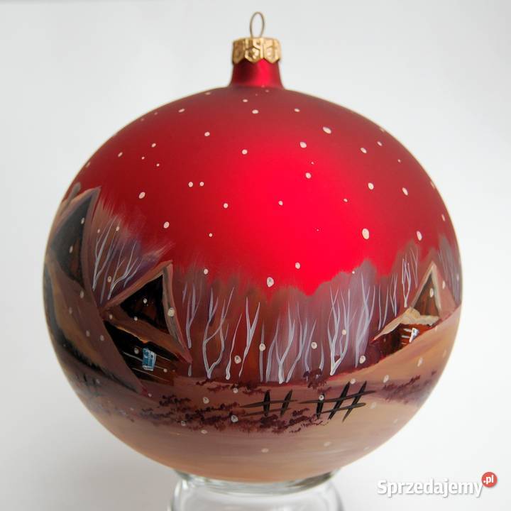 Bombka szklana ręcznie malowana 15 pejzaż wielokolorowy Boże Narodzenie Lublin