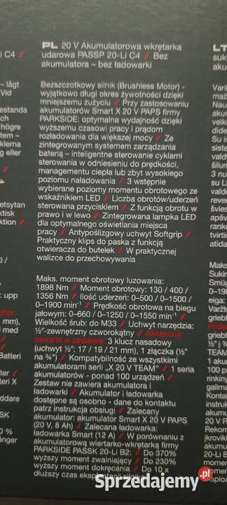 PARKSIDE PERFORMANCE Akumulatorowy klucz udarowy Ełk