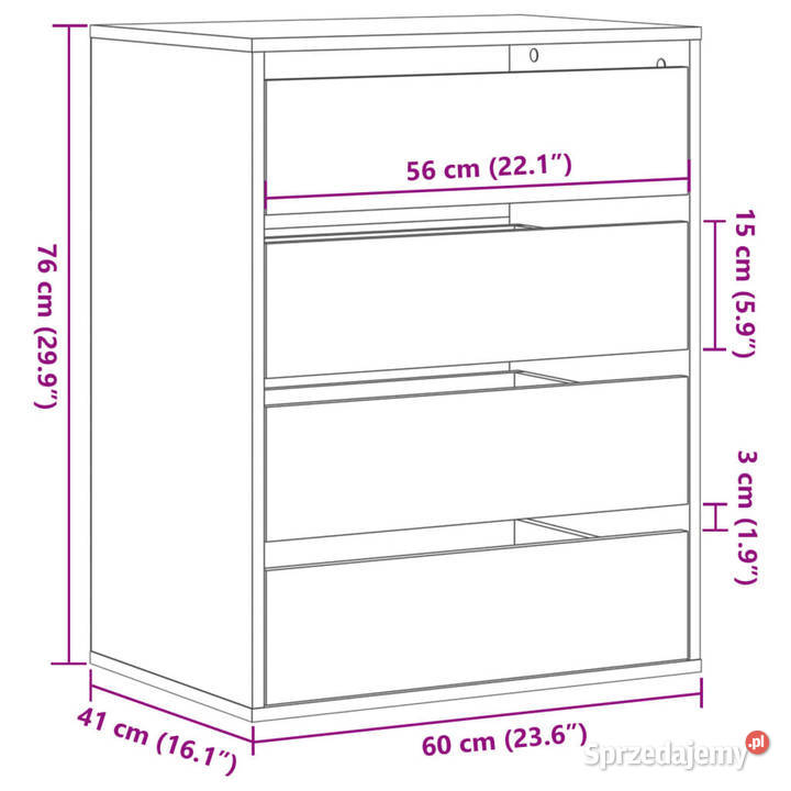 Komoda brązowy dąb 60x41x76 materiał sprzedam