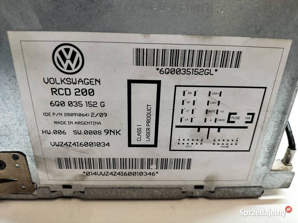RADIO 6Q0035152G VW Volkswagen Polo IV 20022008 osobowe sprzedam