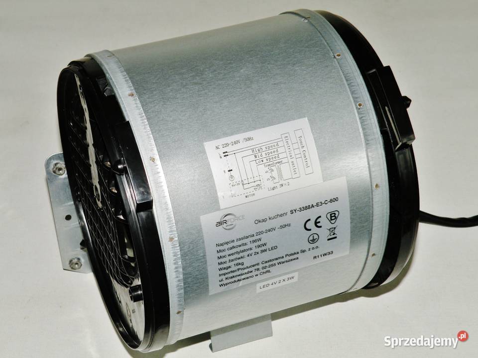 Turbina z silnikiem 3biegowym 190 W okapu Bydgoszcz