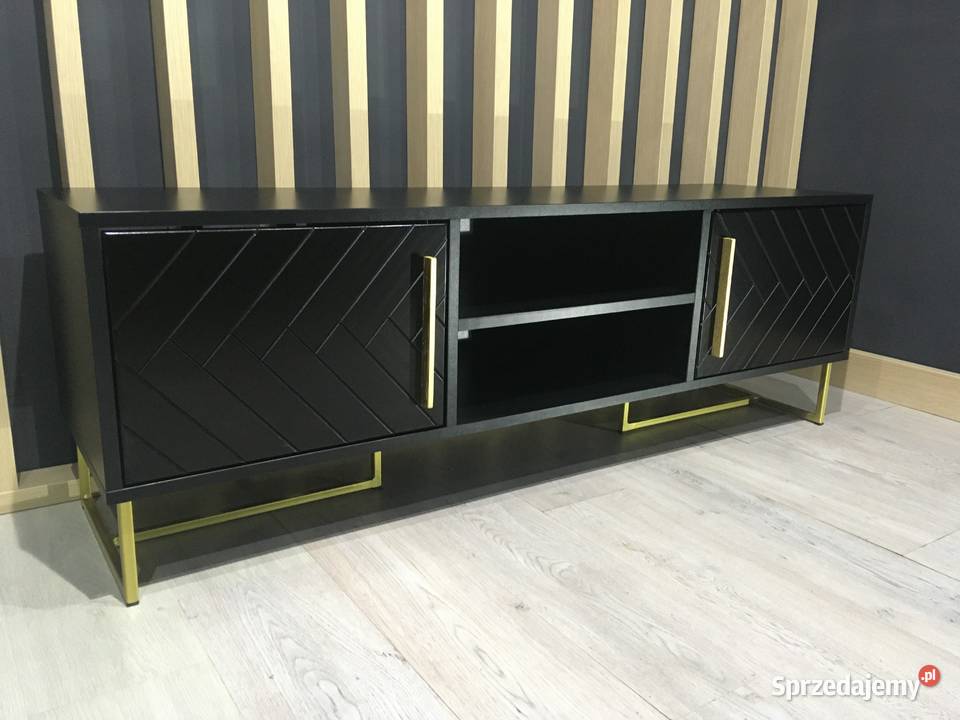 Szafka sideboard 150 czarna fronty jodełka Warszawa