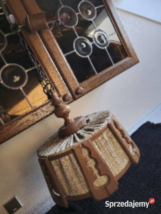 Lampa wisząca drewniana lata 7080 Jugów
