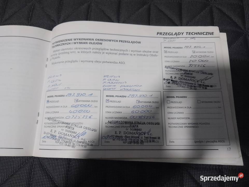 FIAT SEICENTO 2002 Książka Gwarancyjna Serwisowa Łódź sprzedam