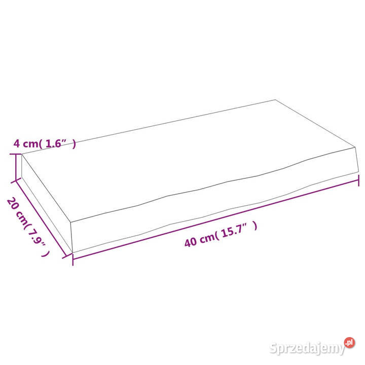 Półka jasnobrązowa 40x20x4 lakierowane lite sprzedam