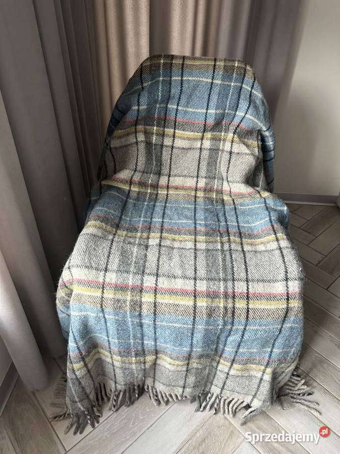 Koc pled motyw krata 100 wełny 130x180 Łódź