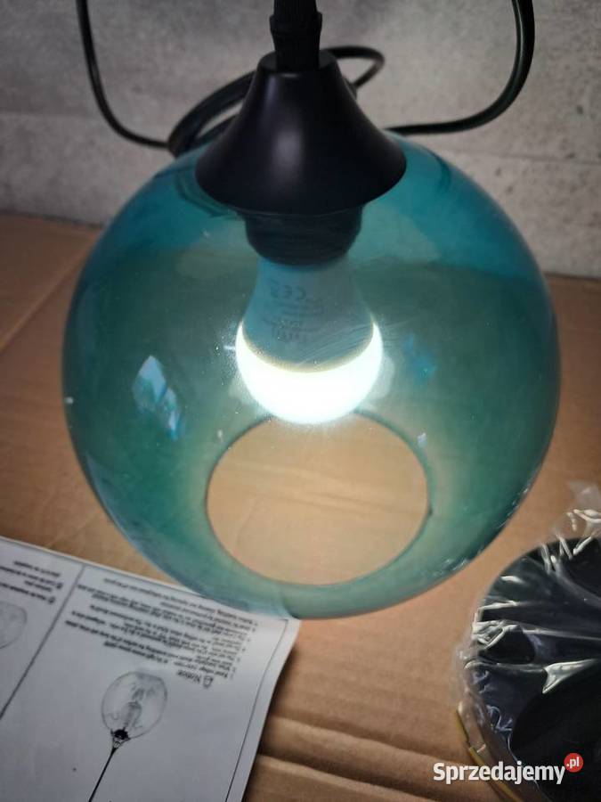 nowa szklana wisząca lampa śr klosza 20 długość świętokrzyskie