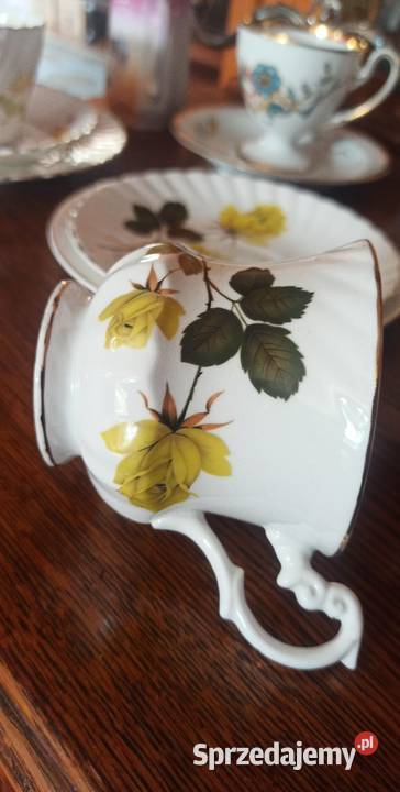 Filiżanka z talerzykiem z żółtą różą Syg English Gdańsk