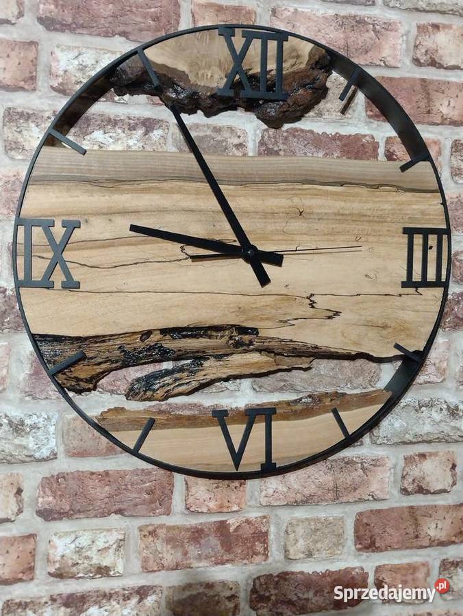 Zegar Handmade drewno i metal lubelskie Zamość