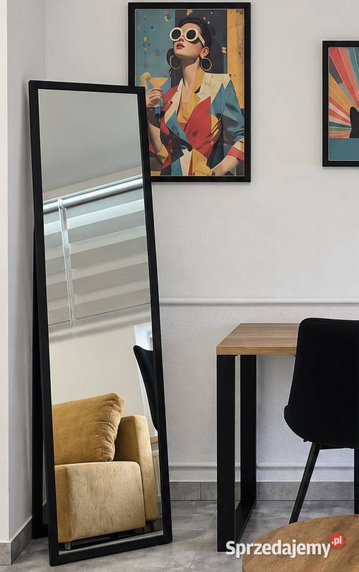 Duże czarne lustro stojące 170x50 LOFT czarny Kamień Śląski