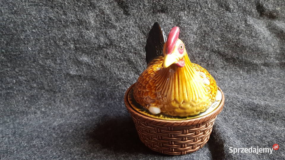 Duża ceramiczna kolorowa kura pudełko Myszków