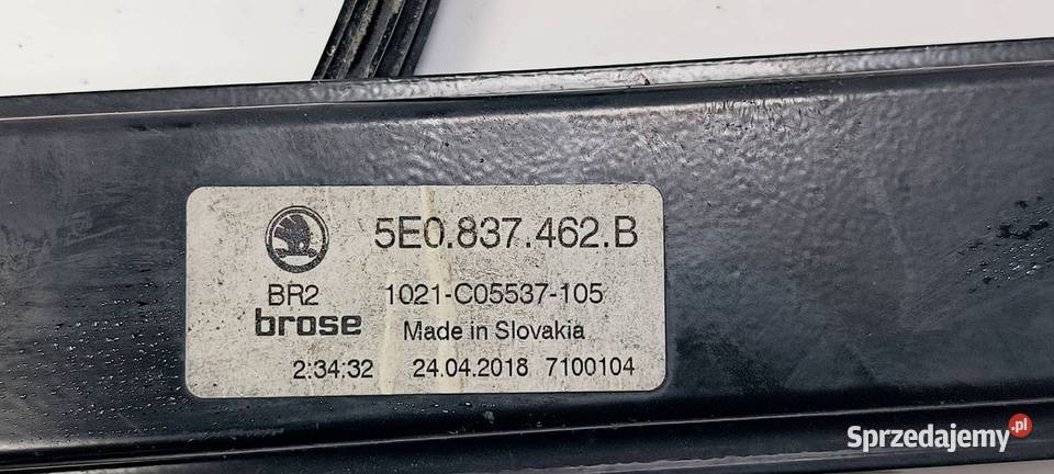 PODNOŚNIK SZYBY PP SKODA OCTAVIA III 5E0837462B kujawsko-pomorskie sprzedam