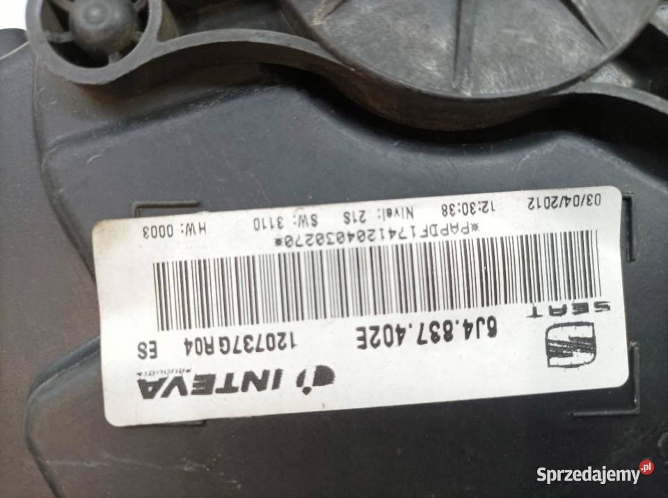 MECHANIZM SZYBY PRAWY PRZÓD 6J4837402E Seat Mechanizmy opuszczania szyb