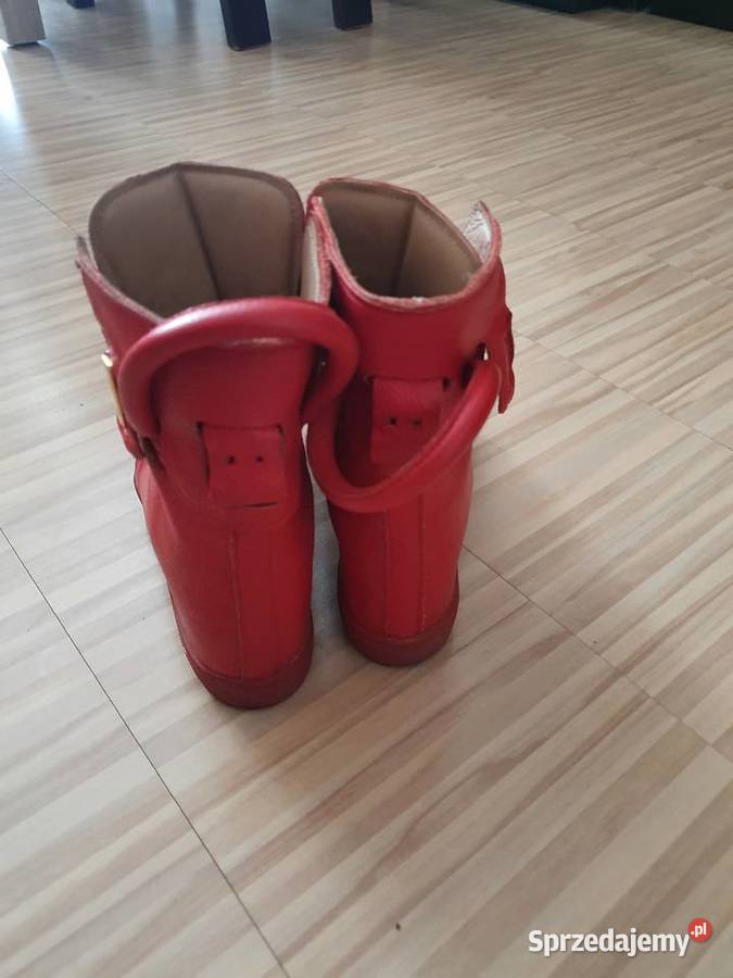 Czerwone buty skórzane na koturnie Półbuty Kielce sprzedam