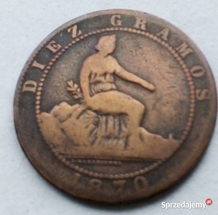 HISZPANIA5 CENTYMÓW1870 r ŁADNA Numizmatyka Legionowo sprzedam