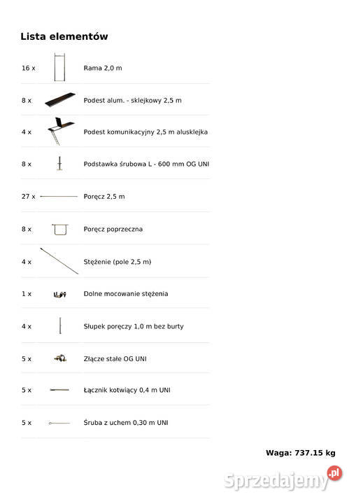 NOWE Rusztowanie elewacyjne 765m2 Rusztowanie Stare Siołkowice