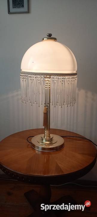 Duża mosiężna lampa klosz z koralikami łódzkie Skierniewice