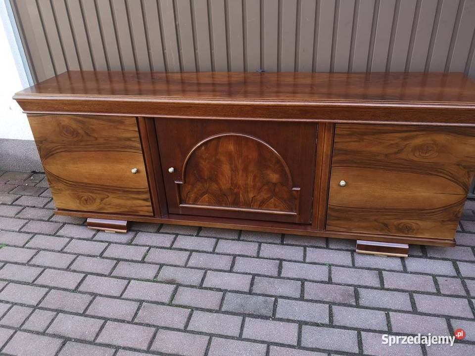 Komoda ARTDECO Niska Orzech RTV Solidna 186 Antyki, Sztuka, Kolekcje Swarzędz