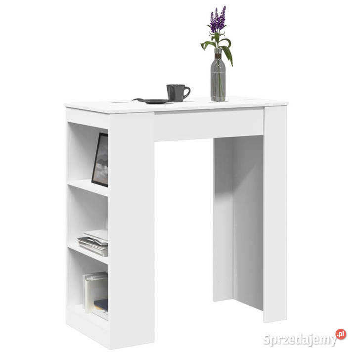Stolik barowy z półkami biały 95x47x1035 Warszawa