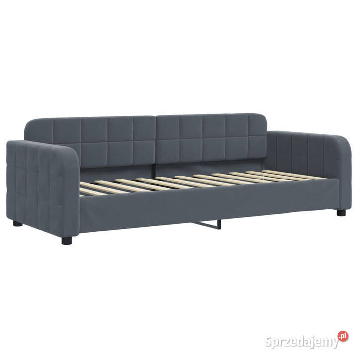 Sofa z funkcją spania ciemnoszara aksamitna Warszawa