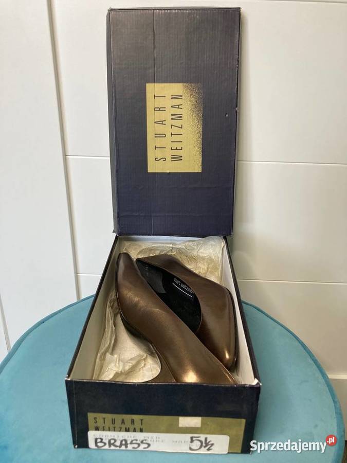 Nowe brązowe metaliczne buty czółenka Stuart 25cm Nisko