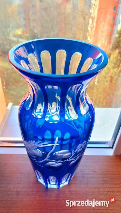 Piękny duży wazon kryształowy PRL Wrocław