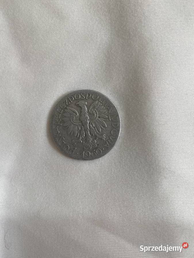 Moneta 5 złoty z 1960 roku Rybak lubelskie Strzyżewice