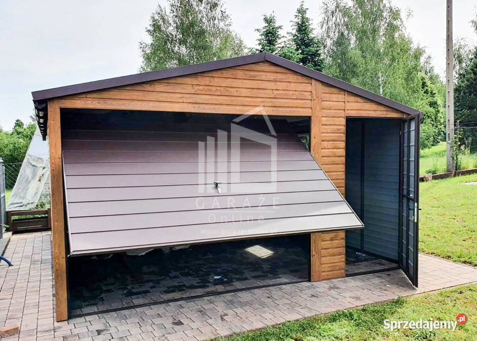 GARAŻ BLASZANY 45m x 6m blachodachówka drzwi Nieruchomości Gdów