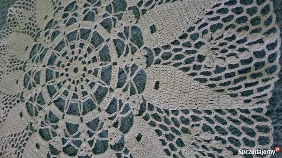 Serweta z białego kordonka dekoracyjna średnica Bolesławiec