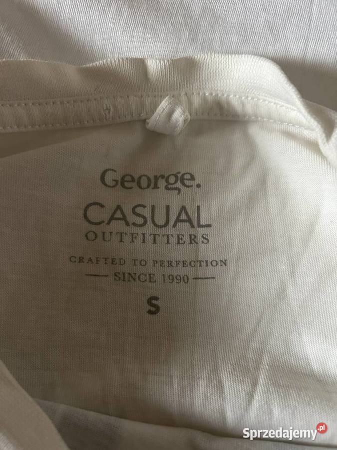 Męska biała koszulka GEORGE Casual S OKAZJA Odzież codzienna lubelskie
