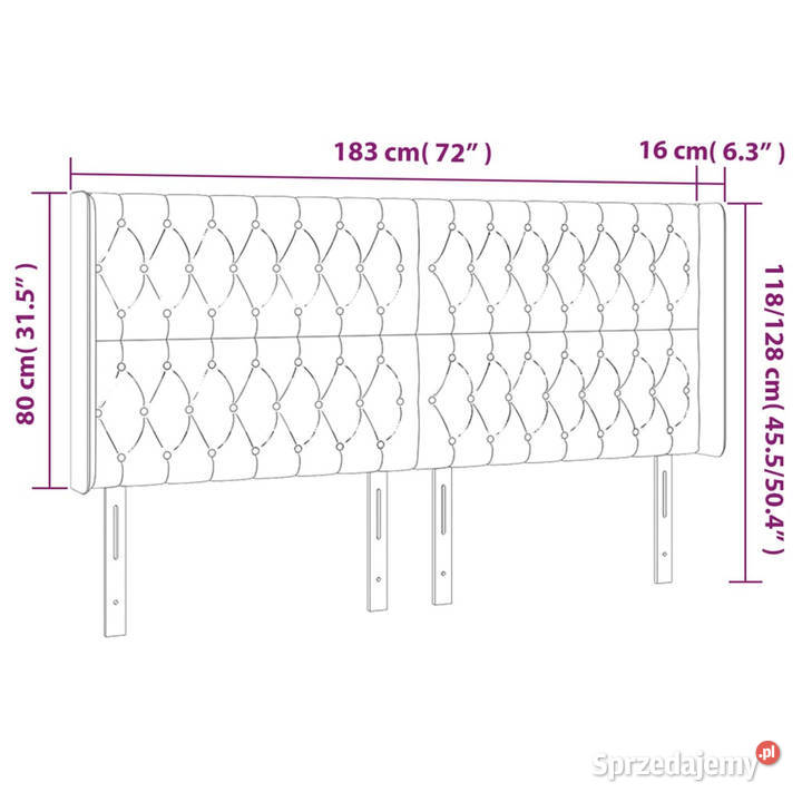 Zagłówek do łóżka z LED taupe 183x16x118128