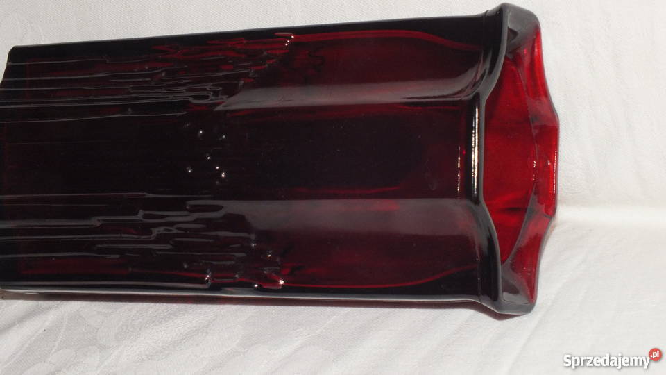 Miseczka i wazon z grubego czerwonego szkła Art Inowrocław