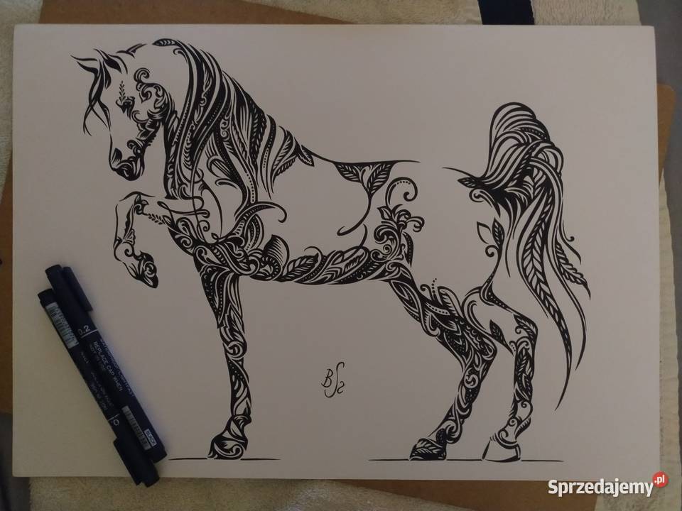 Rysunek koń cienkopis blok t A3 250 gm2 Warszawa
