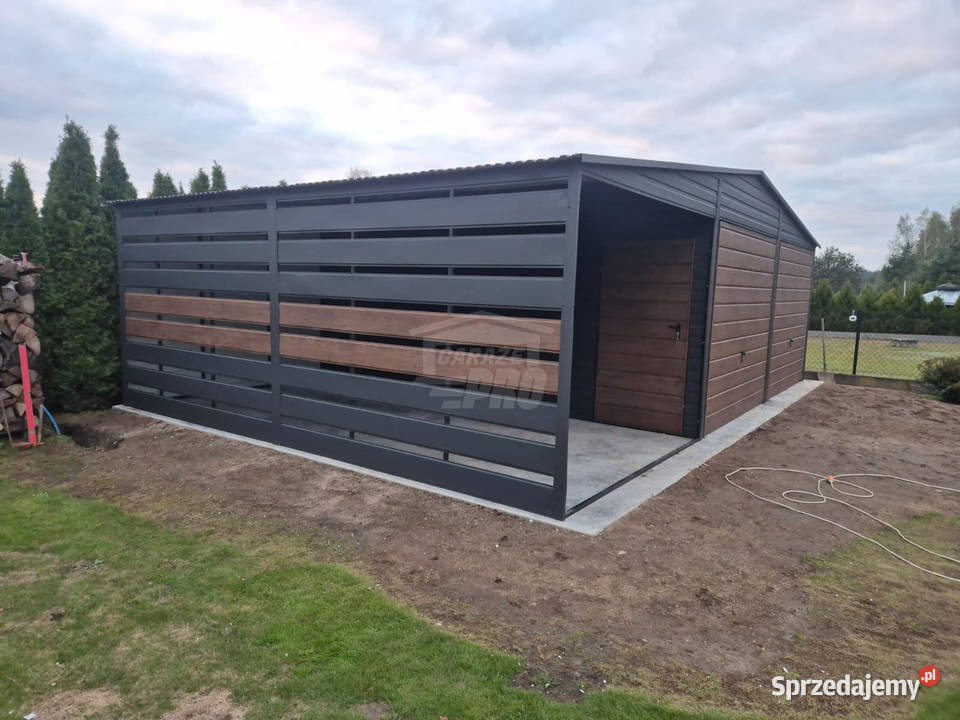 Garaż blaszany 6x6m wiata 3m 2x brama drzwi dach 36m2 sprzedam