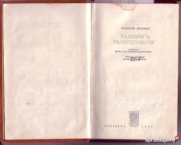 6995 TAJEMNICE FRONTENAKÓW FRANCOIS MAURIAC Książki i Podręczniki małopolskie Czyrna