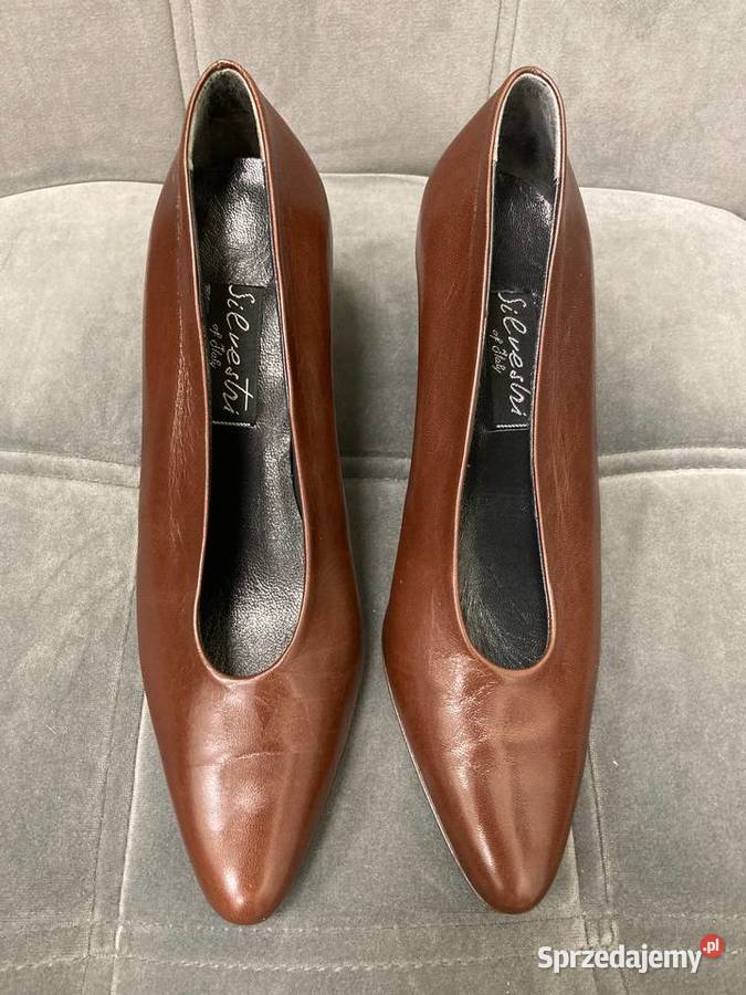 Nowe skórzane włoskie buty szpilki Silvestri Nisko