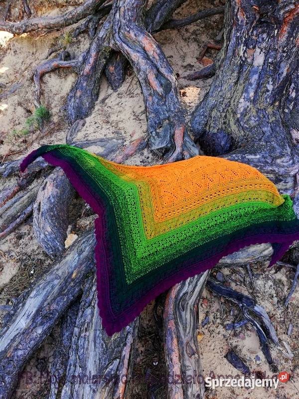 Chusta ombre w kolorach jesieni rękodzieło na Dodatki