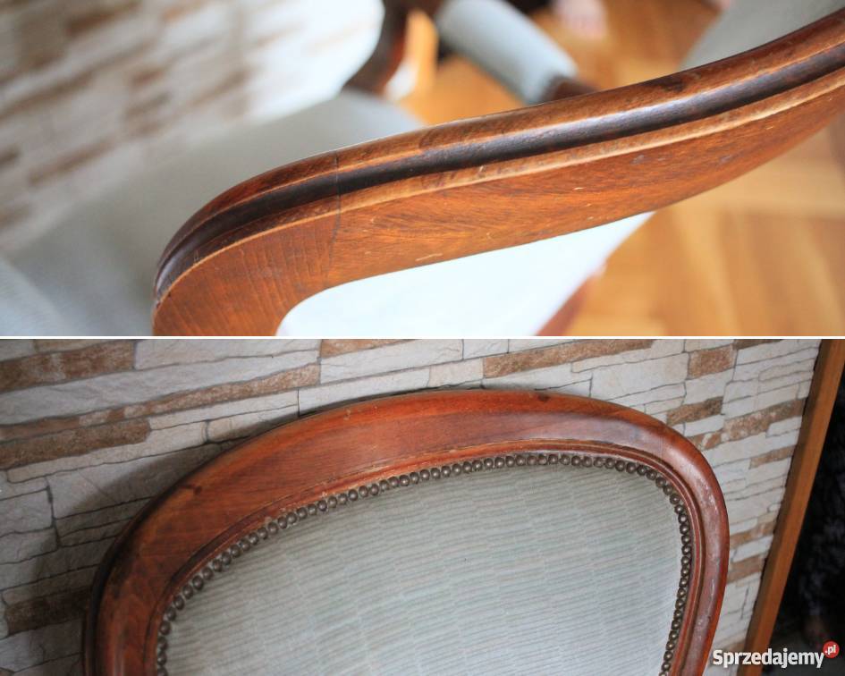 Piękny fotel klasyczny pięknie zdobiony Pszczyna