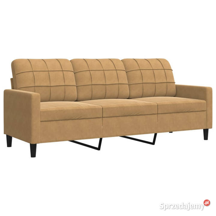 Sofa 3osobowa brązowa 180 tapicerowana aksamitem Warszawa