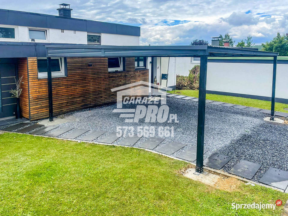 Carport Wiata samochodowa 6x6m Antracyt Dach Dąbrowa Górnicza