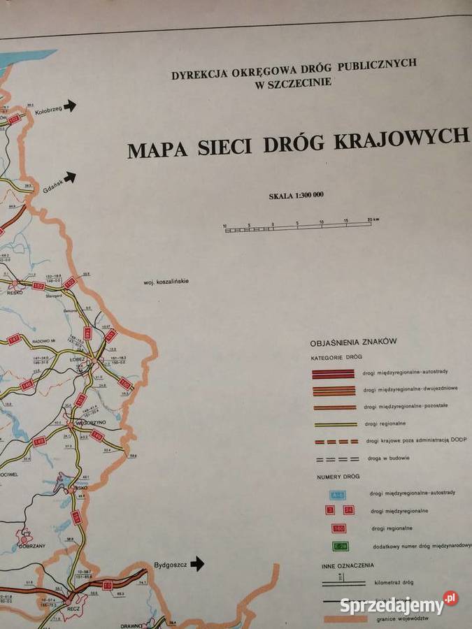 2537 Mapa Sieci Dróg Krajowych Woj Koszalinskie Szczecin